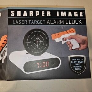 Sharper Image White and Orange Laser Target Alarm Clock